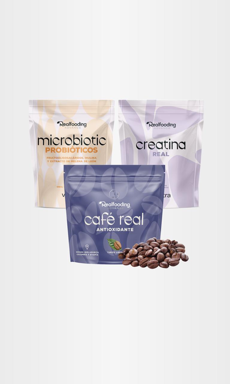 Pack Ritual del Café. 1 ud Café en Grano + 1 ud Creatina Neutra + 1 ud Microbiotic