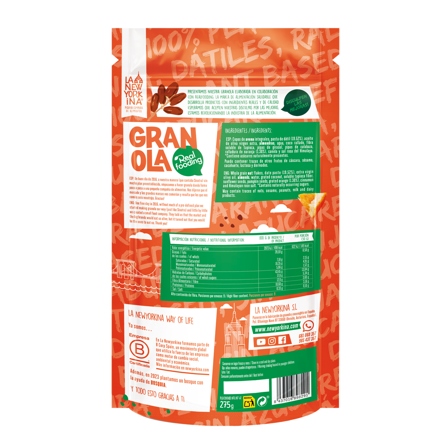 Granola Con Ralladura De Naranja y Dátil