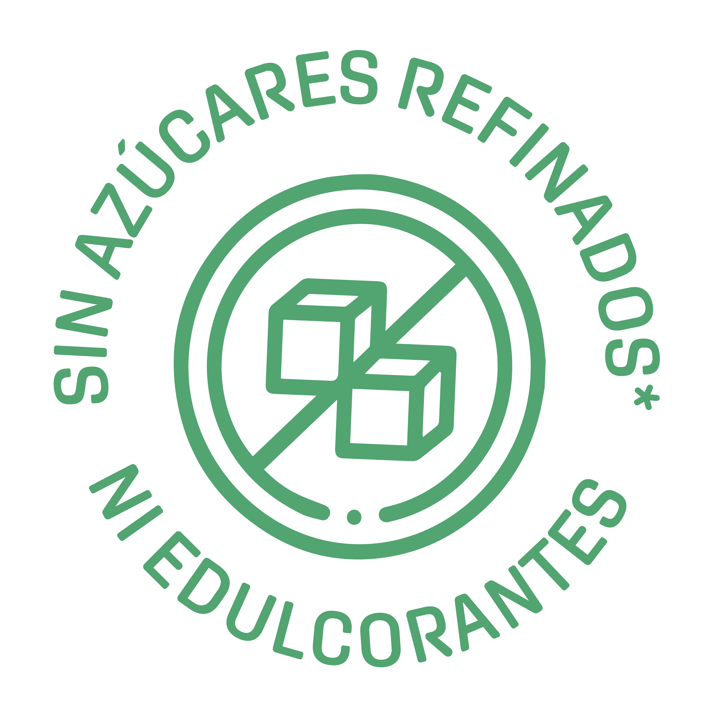 Sin azúcares refinados ni edulcorantes Sin azúcares refinados ni edulcorantes