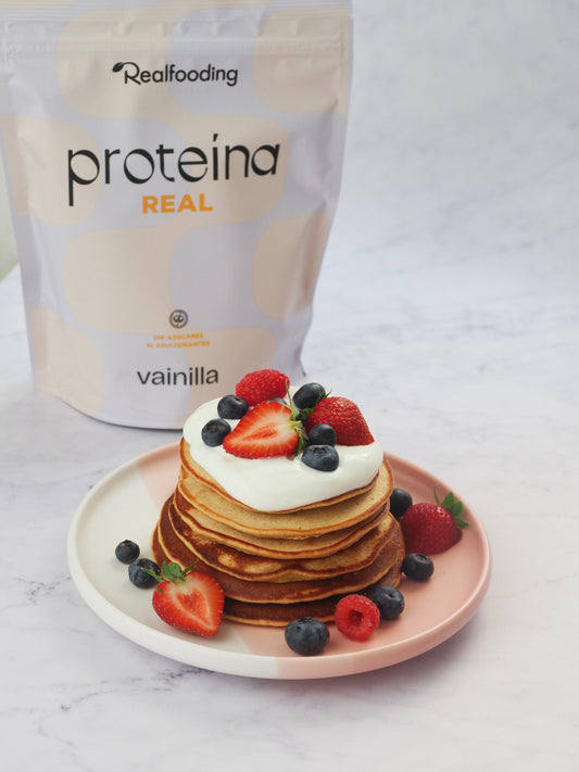Tortitas con proteína de vainilla, avena y plátano