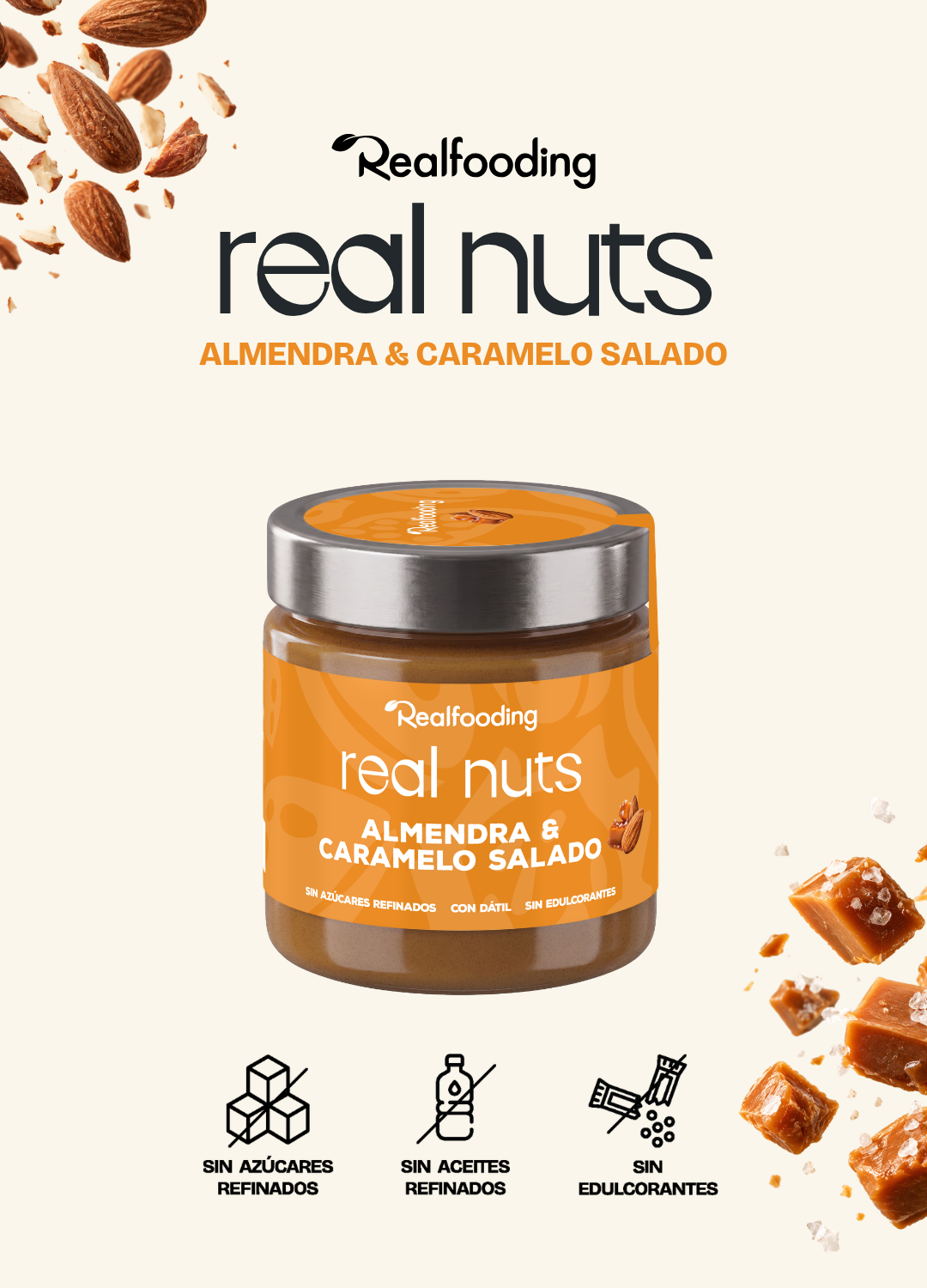 Crema de almendras y caramelo salado