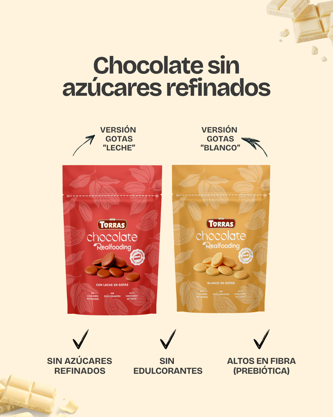 Pack duo Gotas de chocolate con leche & chocolate blanco