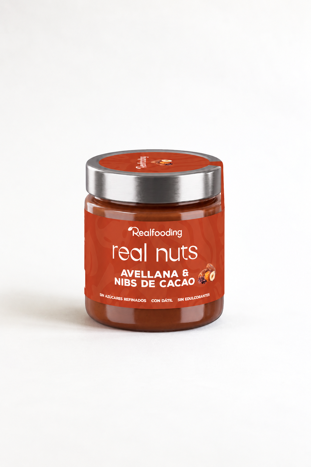 Crema de avellanas con dátiles y nibs de cacao