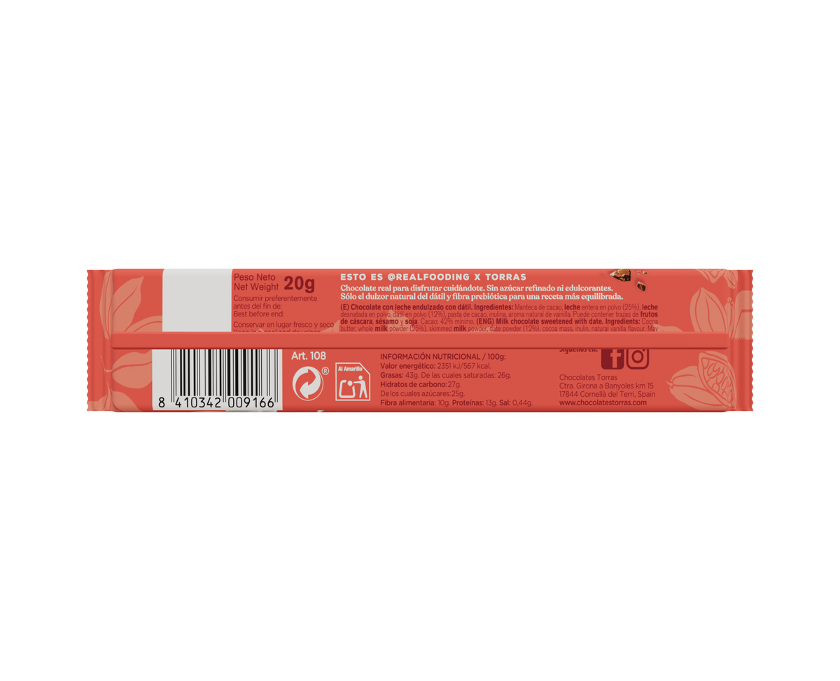 Chocolatina con leche 20 g - Caja 24 unidades