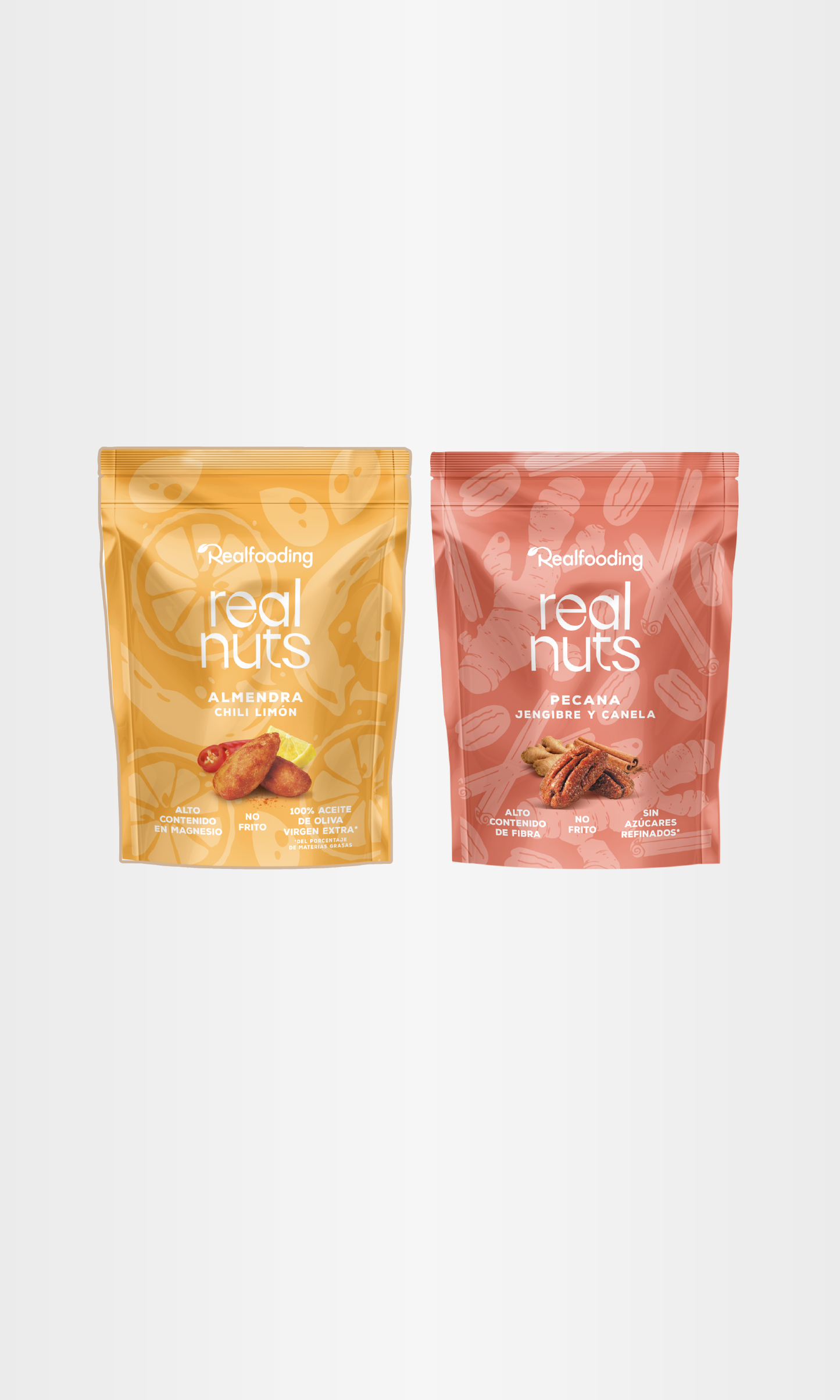 Pack duo Real Nuts -  Almendra chili-limón & Nuez pecana con jengibre y canela