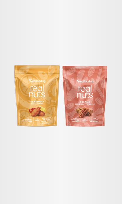 Pack duo Real Nuts -  Almendra chili-limón & Nuez pecana con jengibre y canela